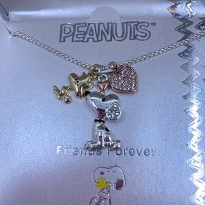 Peanuts Fine Silver Plated Necklace NIB 18” Snoopy Woodstock